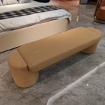 Minimalist Beige Fabric Upholstered Bed Bench
